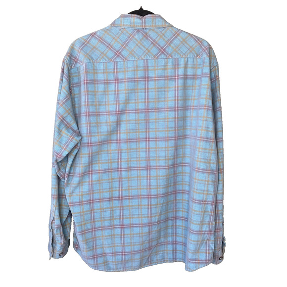 Carbon 2 Cobalt Corduroy Shirt Mens Size Large Teal Blue Plaid Outdoor Normcore - Picture 2 of 9